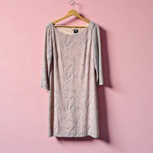Vintage JH Evenings Pink Glitter Tunic Shift Dress 16 - Picture 1 of 6